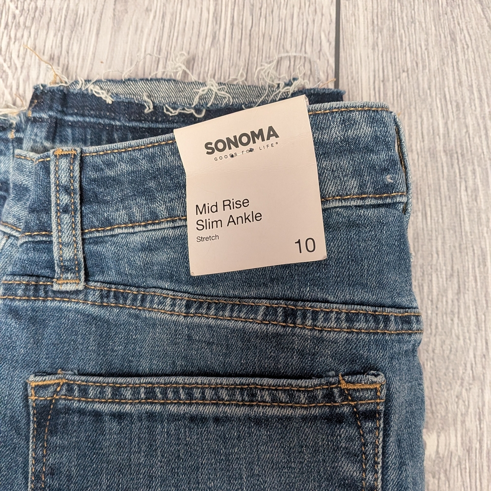 Sonoma Women's Mid Rise Slim Ankle Jeans - Blue Size 10